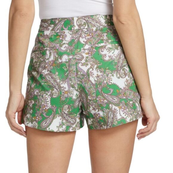 L'AGENCE Vittoria Green Paisley High Waisted Shorts Size 4 - Picture 4 of 14